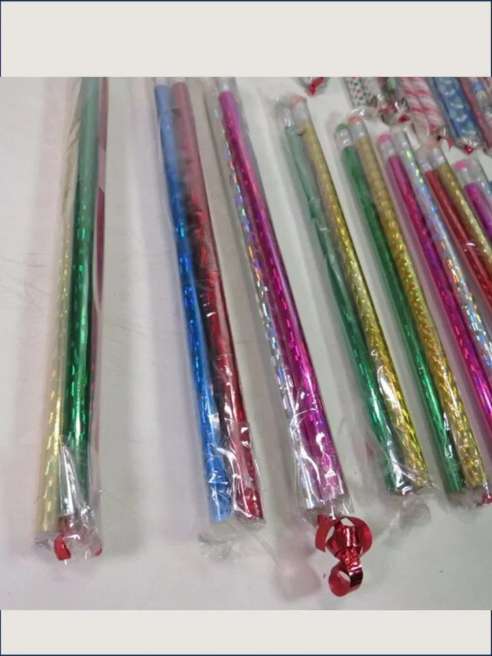 Bulk 84 Christmas Winter Holographic Pencils New Unsharpened Party Favors 3-Pack